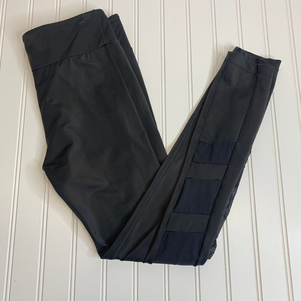 Maaji Black Gray Legging Sheer Inset Side Panel Sz Large